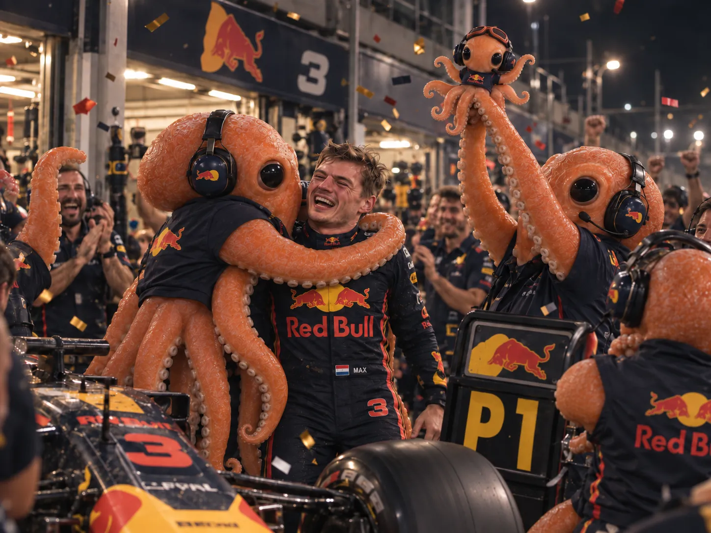Red Bull garage celebration — 1